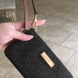 Brown & Tan Michael Kors Wristlet